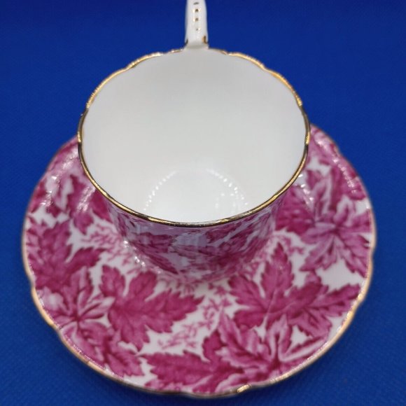 MCM Coalport Maple Time Demitasse Cup & Saucer Pink & White English Bone China - Picture 2 of 10